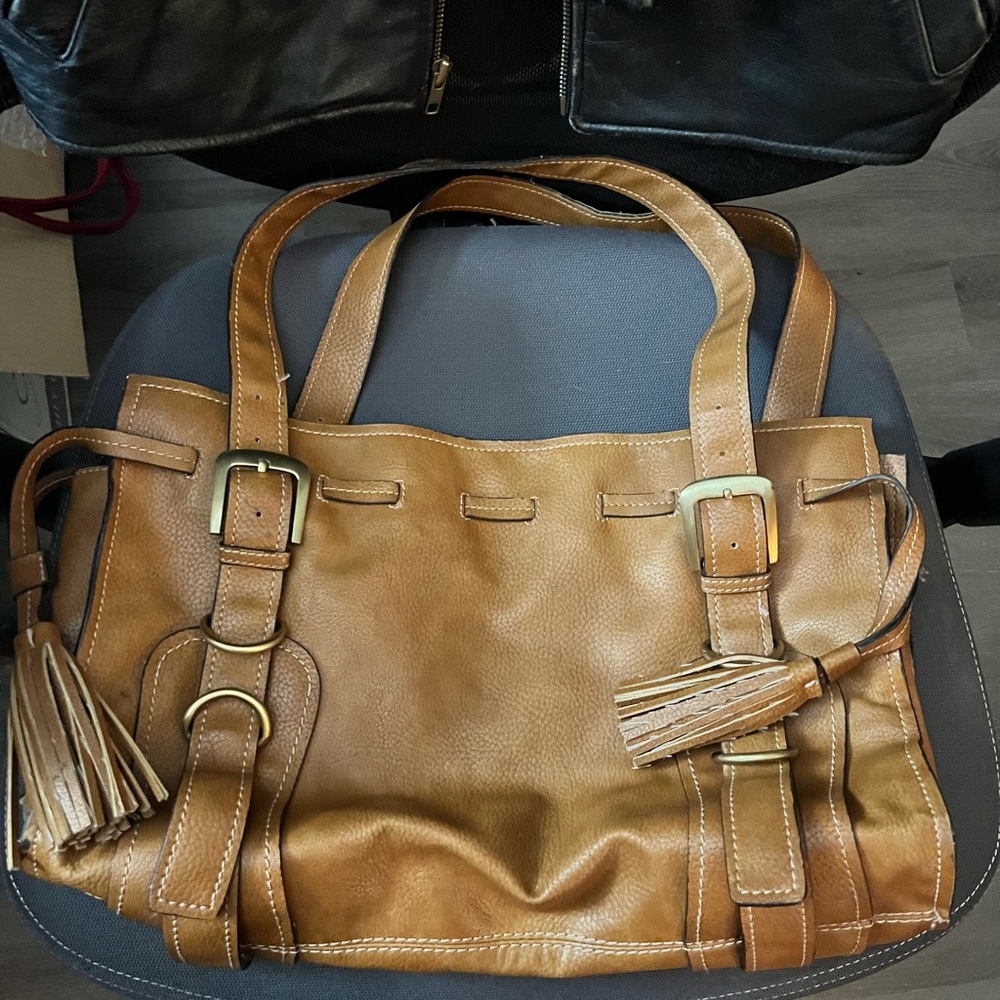 Vintage Tommy Hilfiger Tan Leather Tote Bag